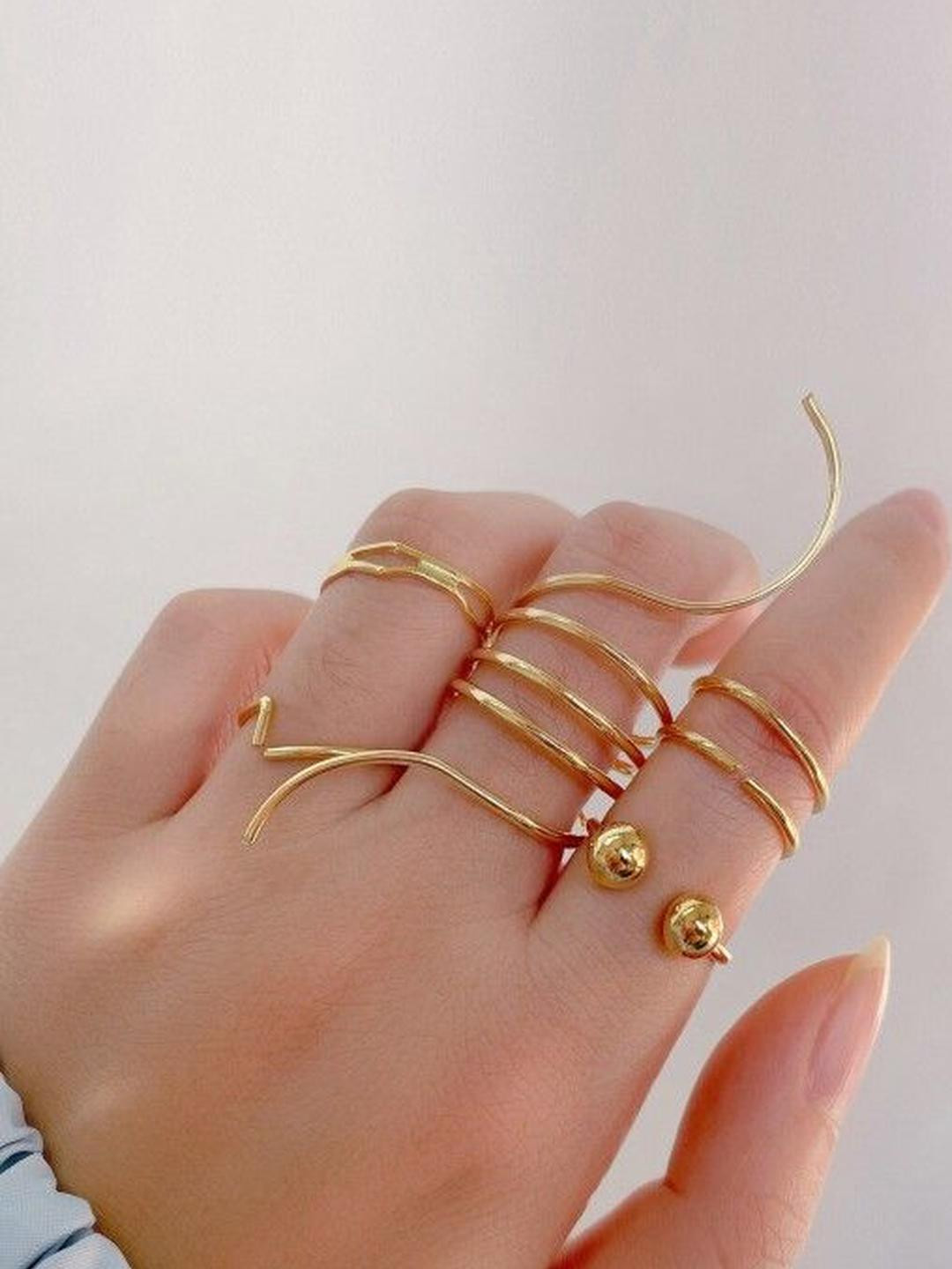 Tipsy closet Set of 5 Stainless Steel Gold Plated Stainless Steel Ring