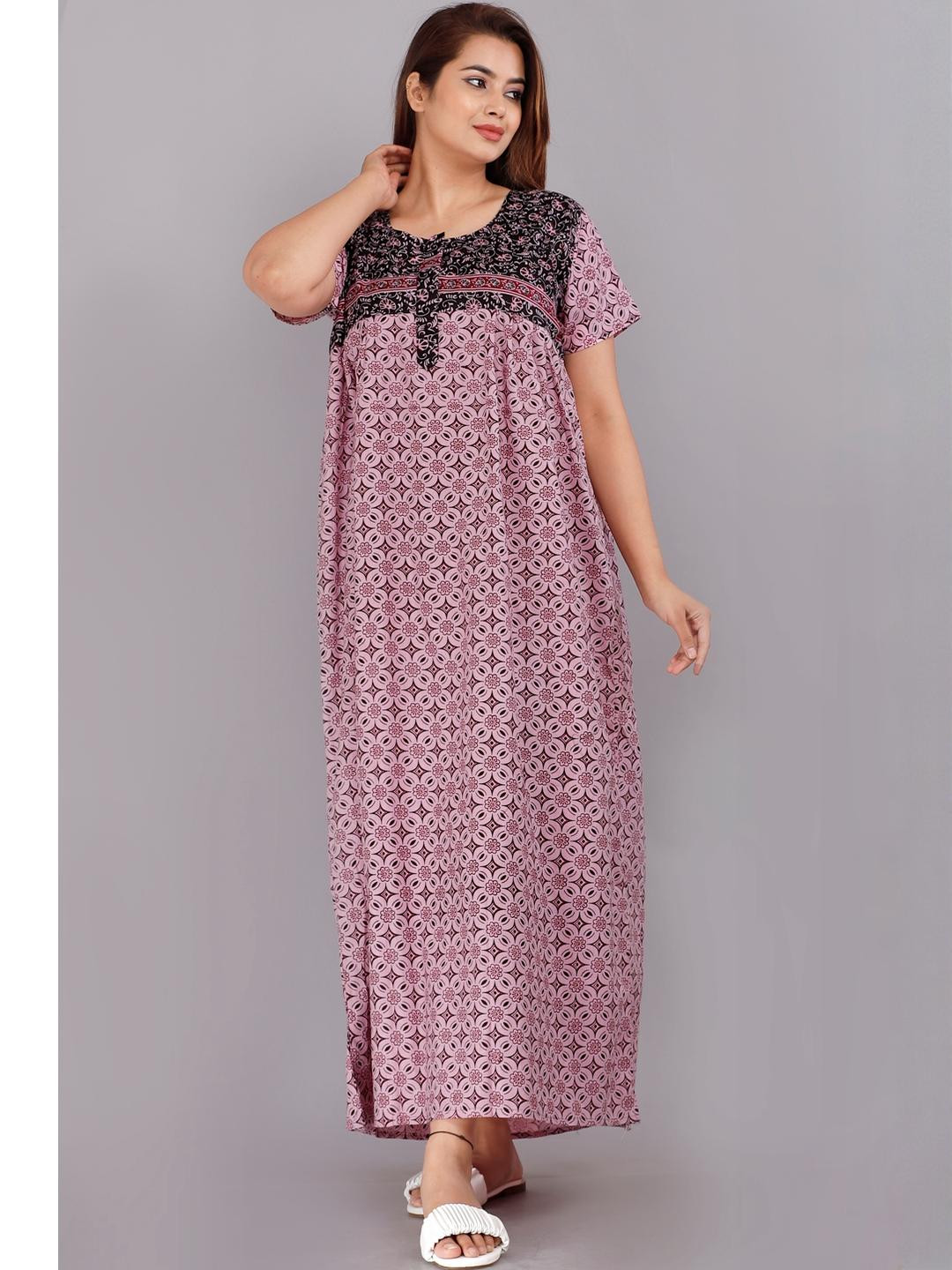 Pure Cotton Printed Nighty Nightrdess Maxi Gown
