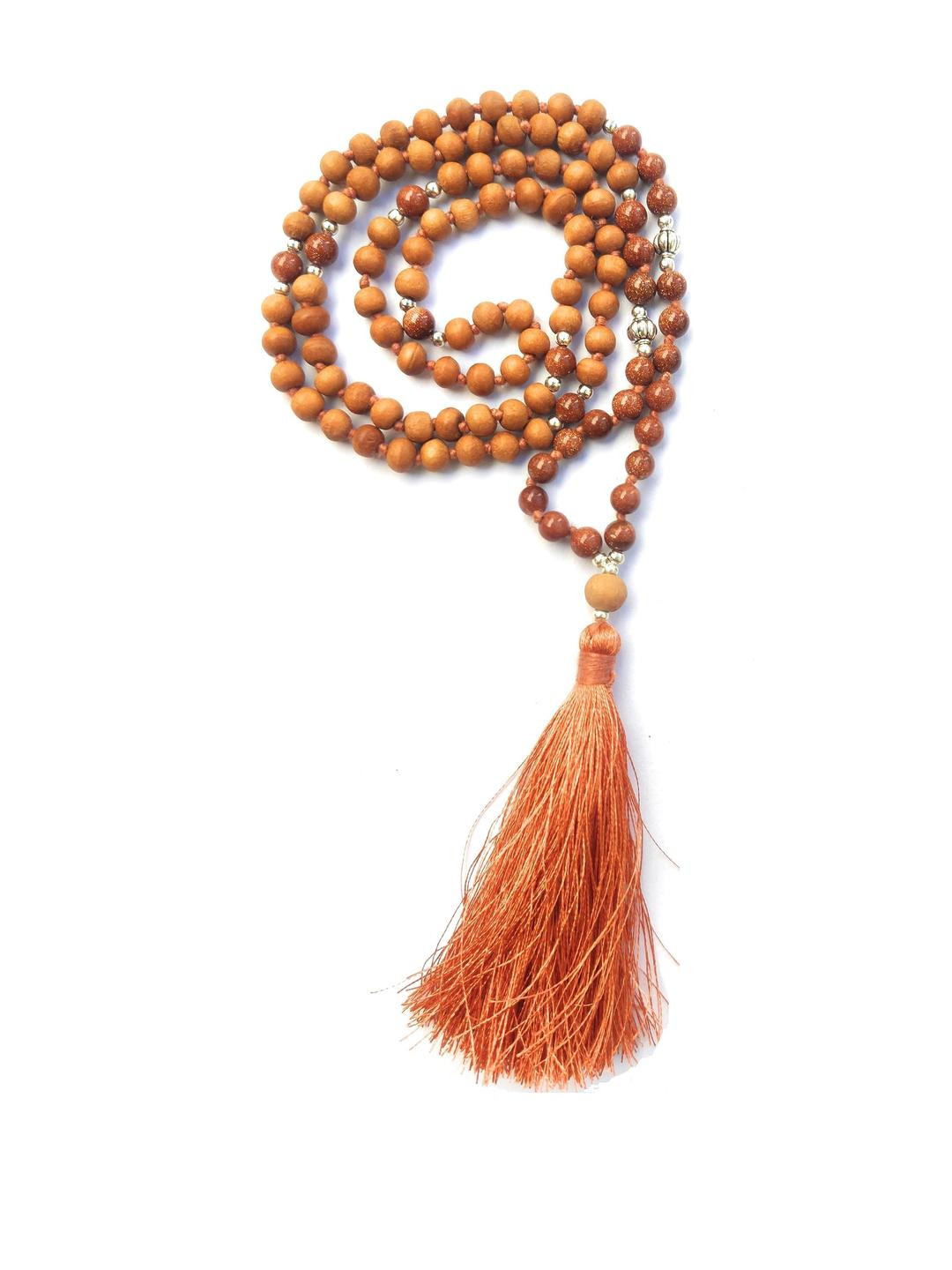 Apnisanskriti Unisex Chandan Sandalwood Sun Stone Designer Mala