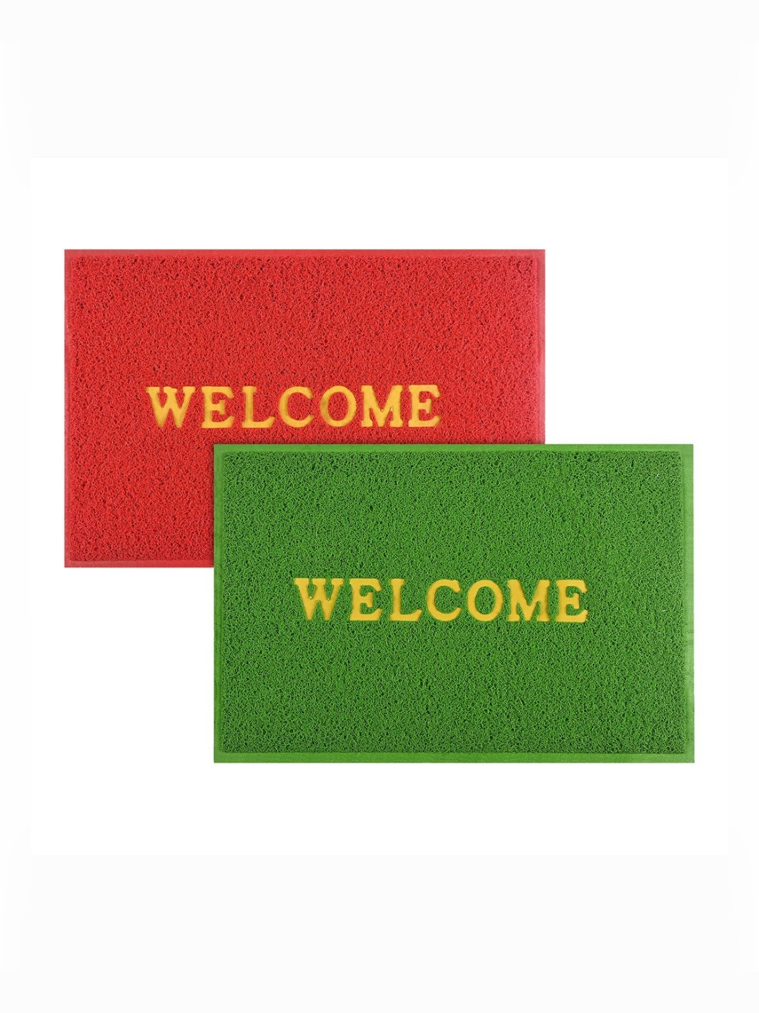 Aura 2Pcs Green & Red Self-Designed Anti-Slip Eco-Friendly Absorbent Large Doormats