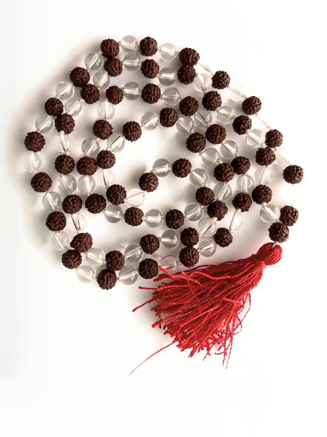 Apnisanskriti Unisex Rudraksha & Sphatik Beads Mala