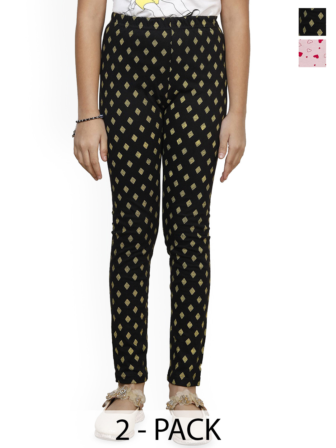 BAESD Girls 2-Pc Printed Pure Cotton Ankle-Length Leggings