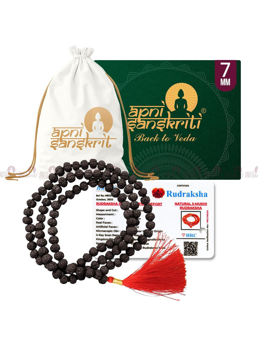 Apnisanskriti Unisex 5 Face Black Rudraksha 108+1 Mala