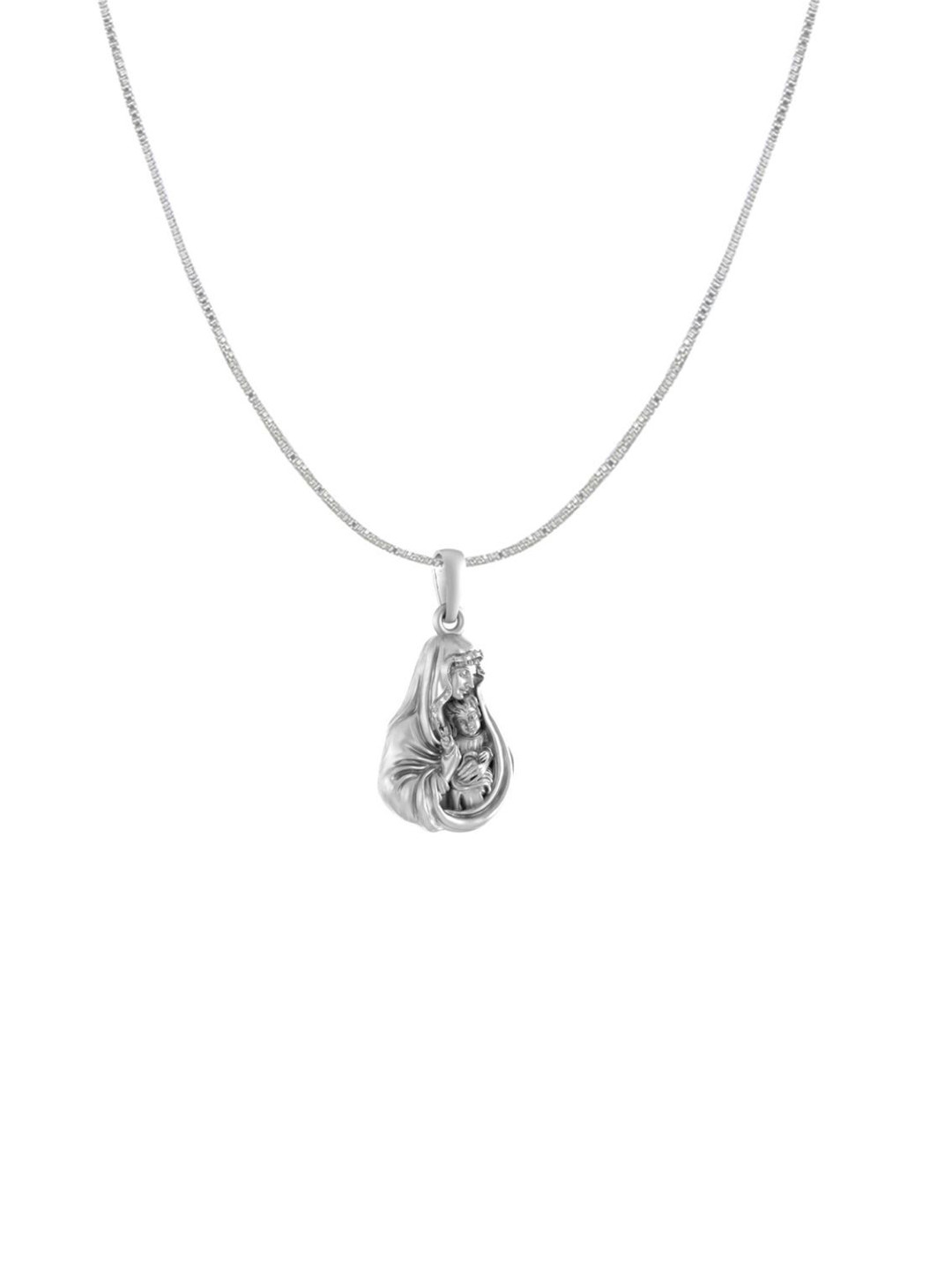 AKSHAT SAPPHIRE 92.5 Sterling Silver Contemporary Mothermarry With Kid Pendant With Chain