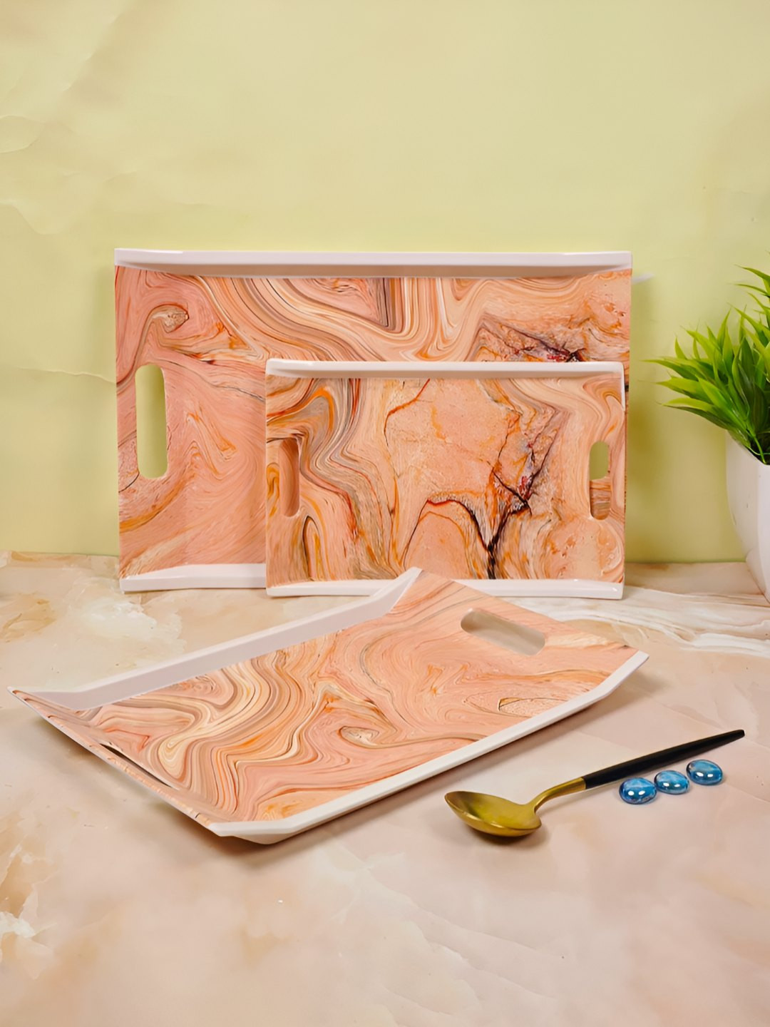 UPC Orange 2025 Melamine 3 Pieces Dishwasher Safe Serving Tray