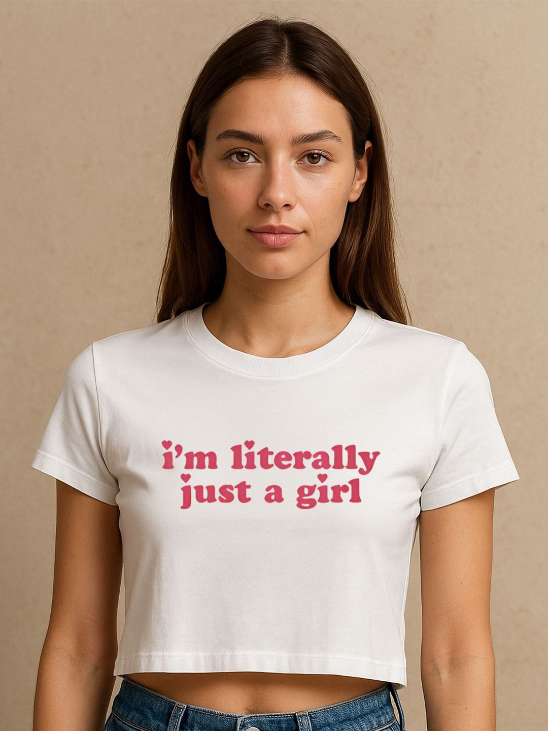 Art By Ritik Women I'm Litterally Just A Girl Crop Tshirt