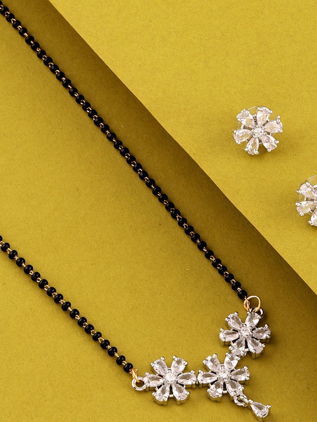 Bhagya Lakshmi Bhagya Lakshmi women's pride Traditional AD stone for women Silver-Plated Alloy Mangalsutra