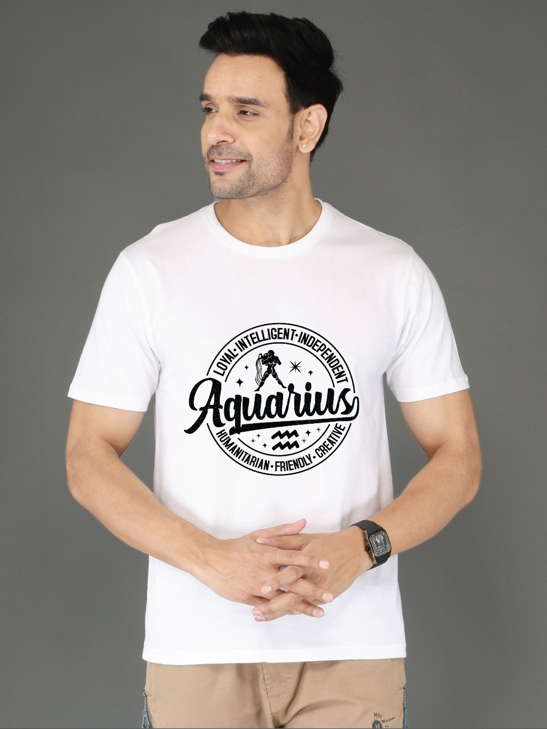 NOBLE HUSTLE Typography printed Round Neck Short Sleeves Regular Fit Cotton T-Shirt