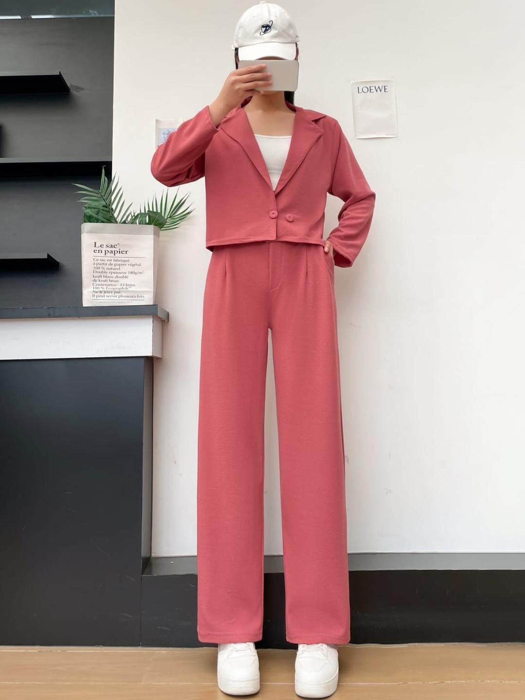 Stem Rope Women Peach Cotton Blend Co-Ords