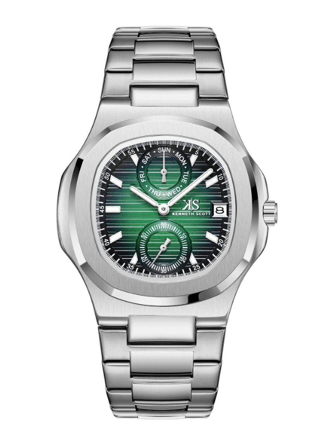 KENNETH SCOTT Men Printed Dial & Stainless Steel Straps Analogue Watch K25002-SBSH