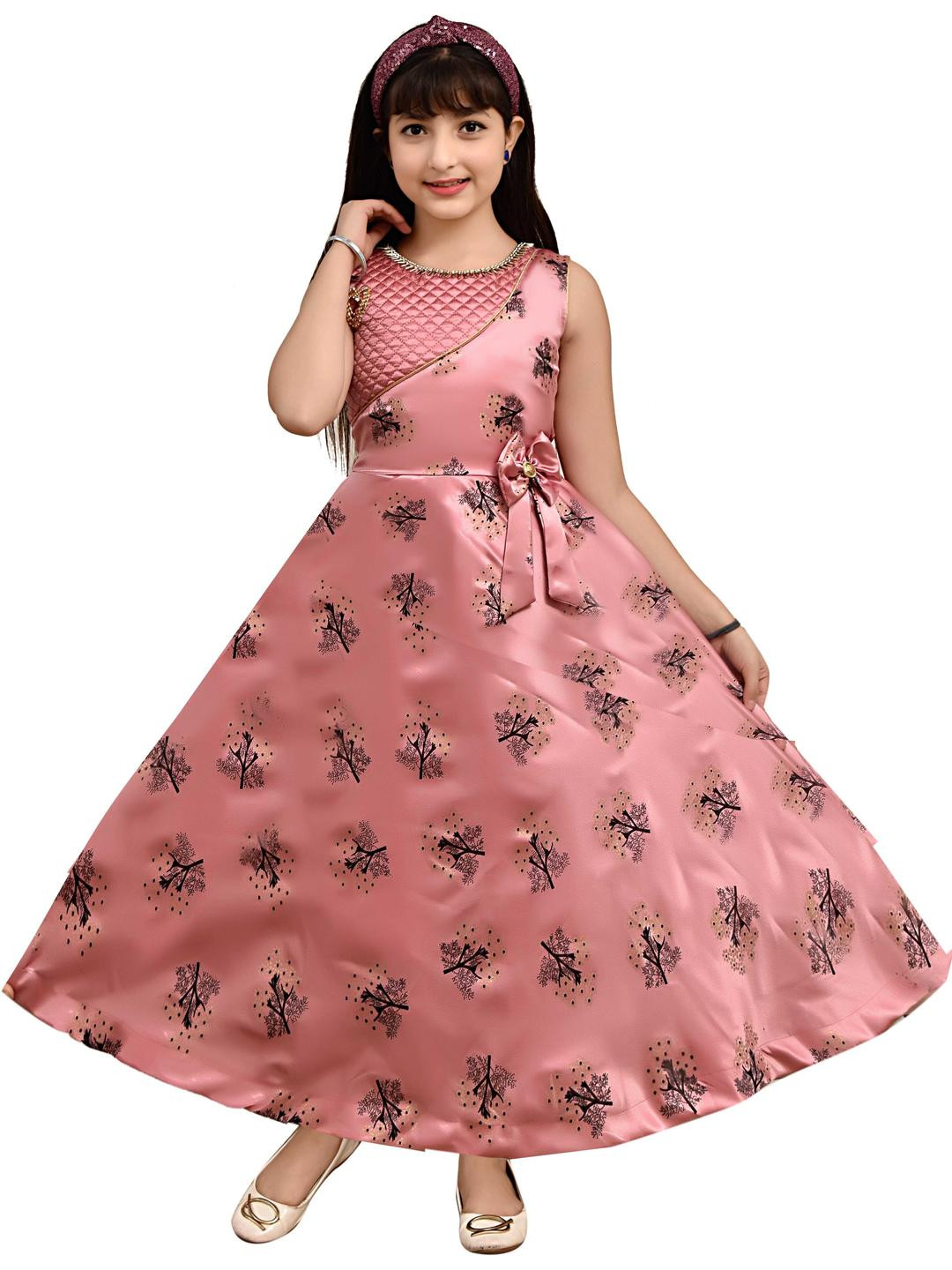 PRENA FASHION Floral Satin Bodycon Maxi Dress