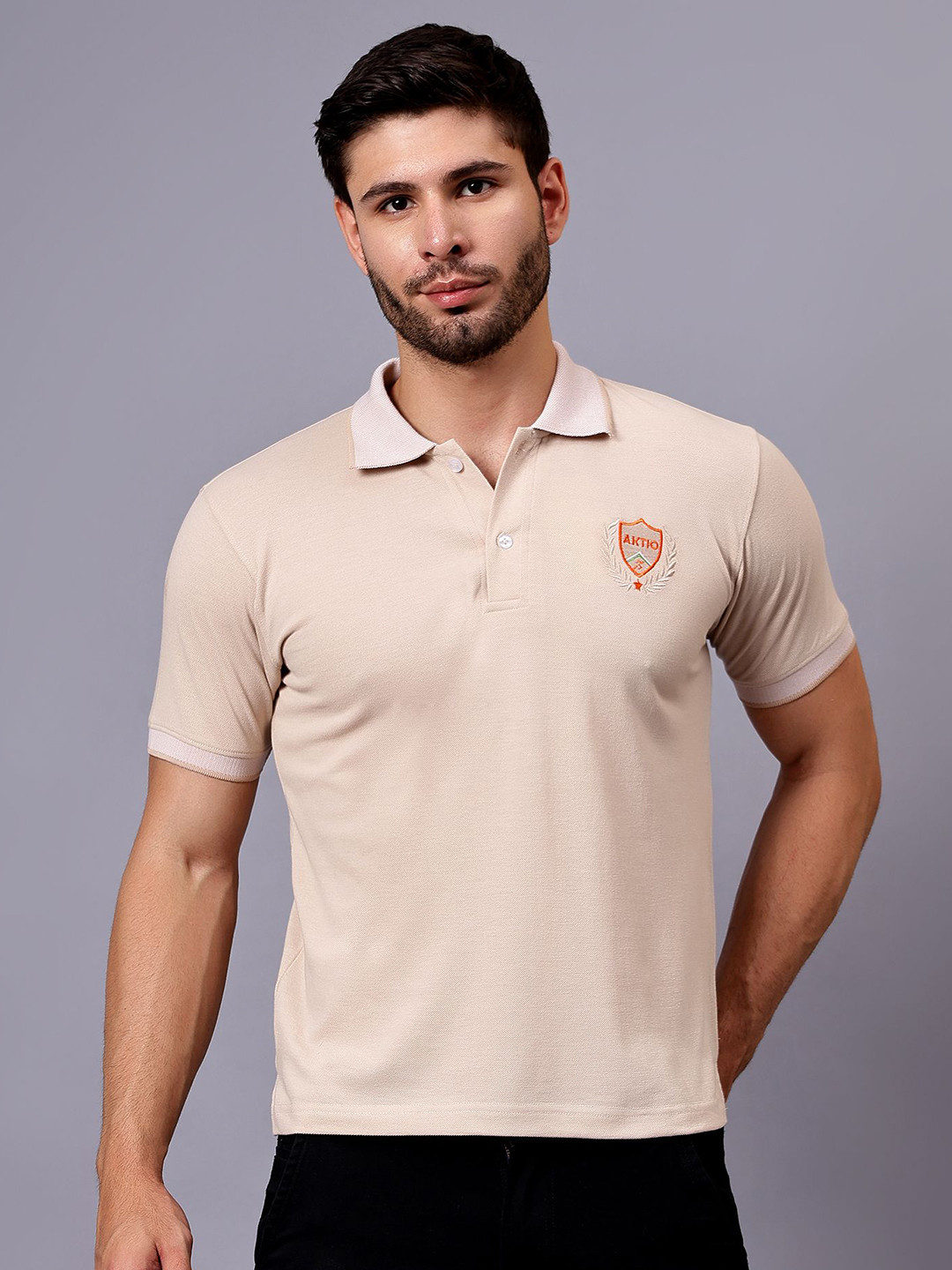 ALAKH HUB Men Solid Polo Collar Cotton T-shirt