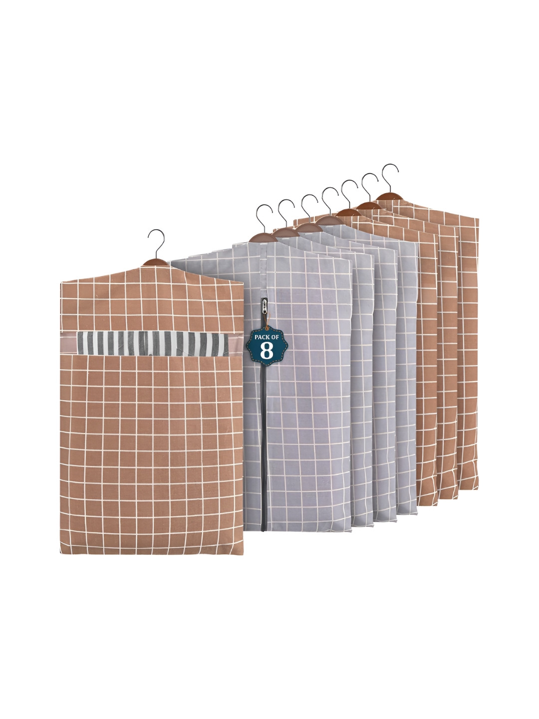 Aura Grey 8 Pcs Regular Multi-Utility Cotton Organisers
