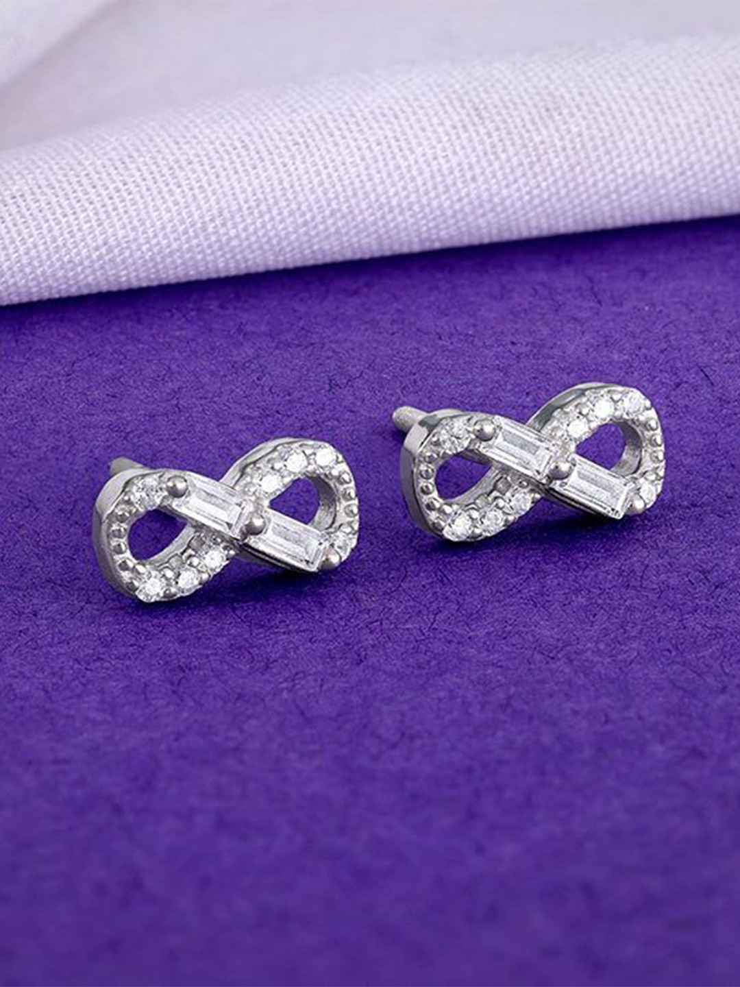 GIVA 92.5 Silver Endless Infinity Contemporary Studs Earrings