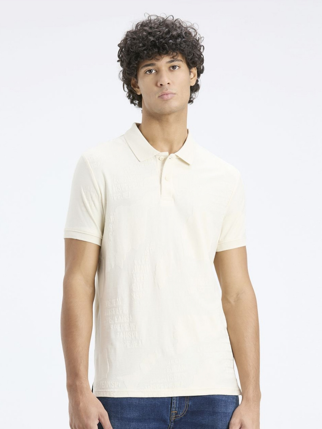 Pepe Jeans Self Design Polo Collar Pure Cotton T-shirt