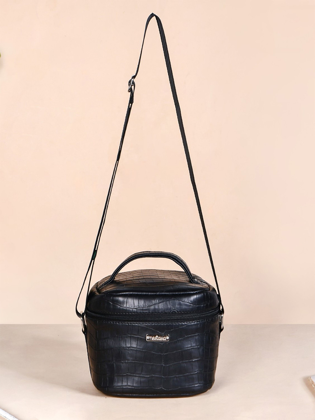 Nestasia Black Croco Lunch Bag With Insulation