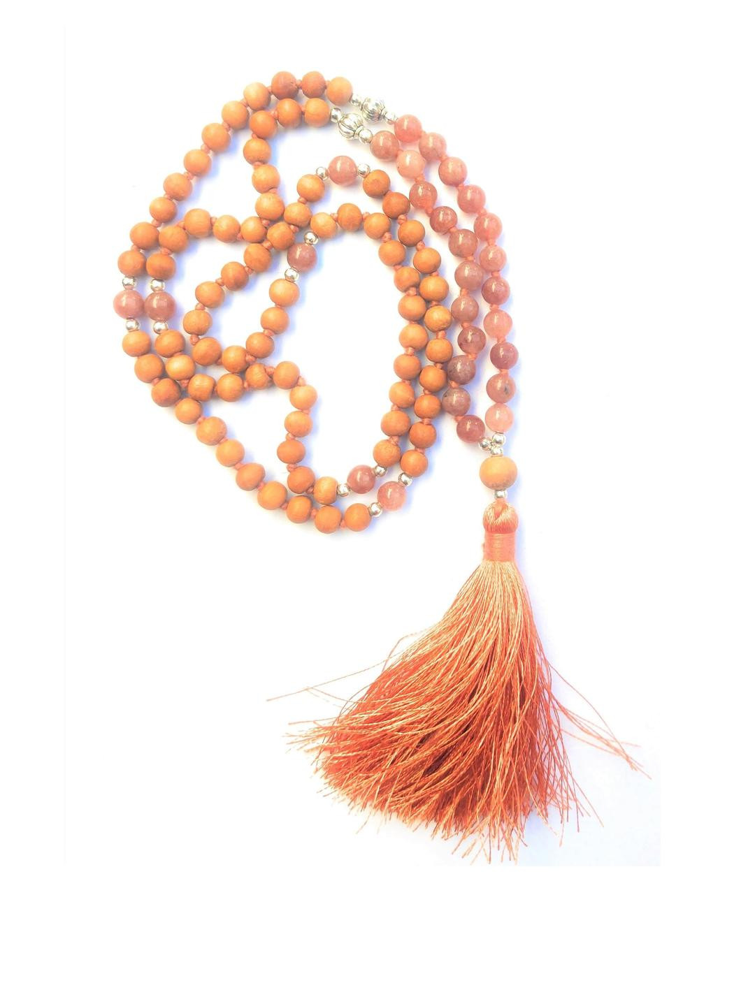 Apnisanskriti Unisex Chandan Sandalwood Light Brown Stone Designer Mala