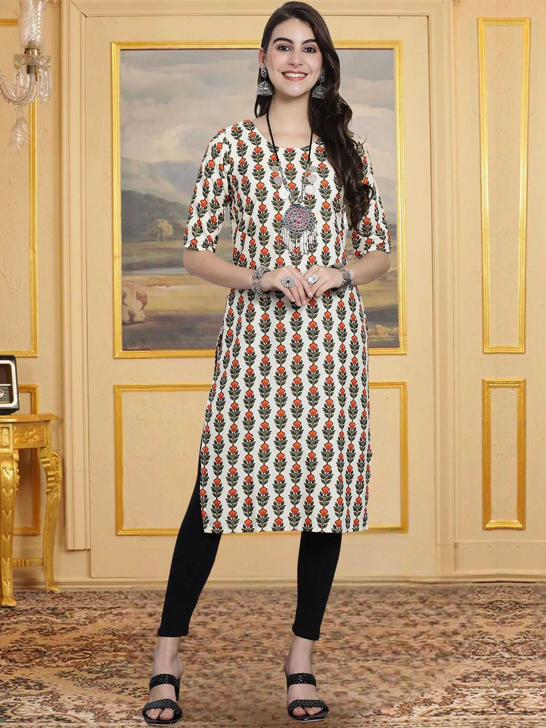 HERE&NOW Women Printed Knee-Length Kurta