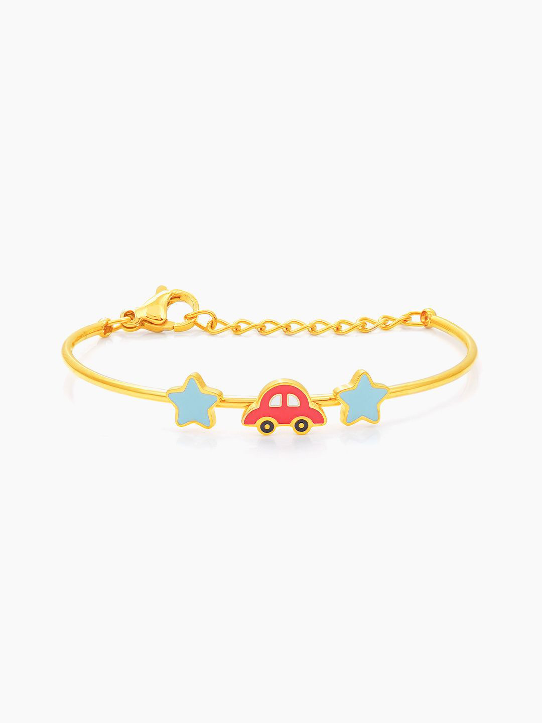 SWASHAA Twinkle Red Car Charms Kids 18K Gold-Plated Kada Bracelet