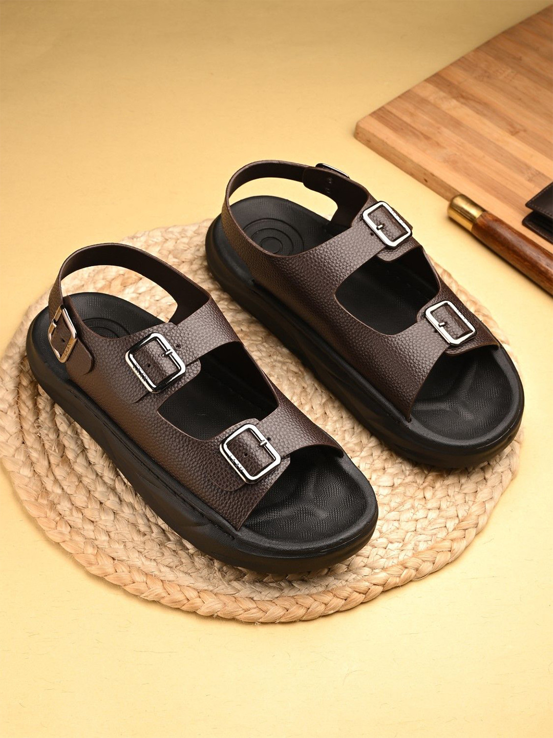 Rising Wolf  Men Synthetic Casual Comfort Buckle Sandals