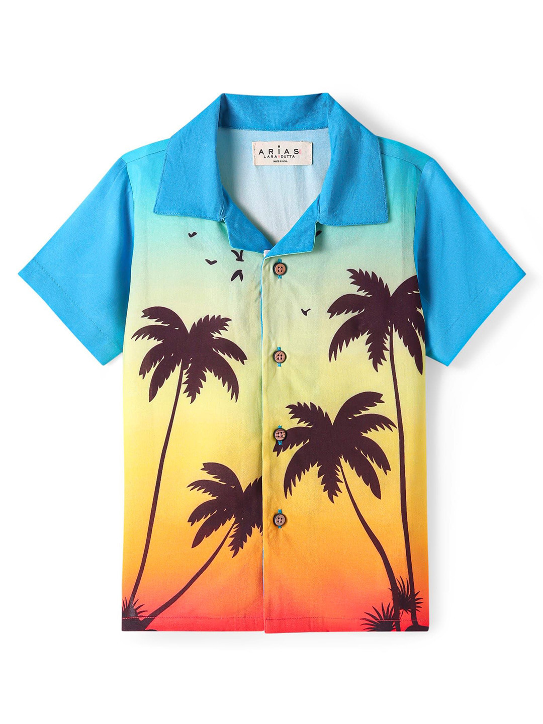 ARIAS By LARA DUTTA Boys Tropical Printed Cuban Collar Shirt