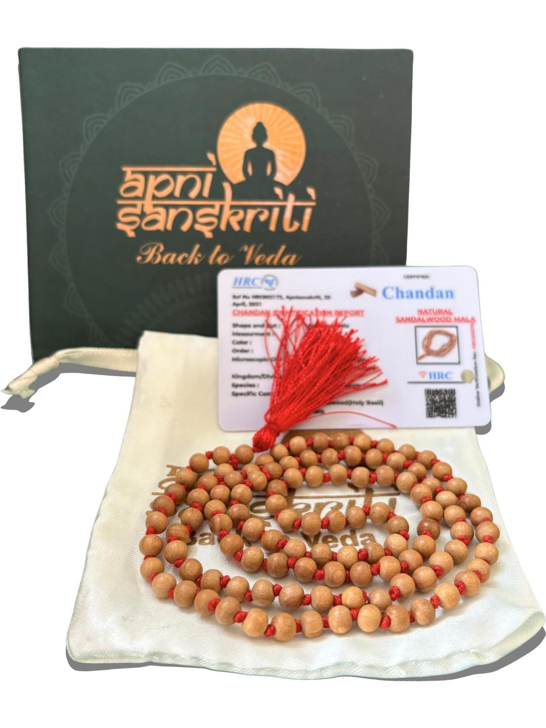 Apnisanskriti Unisex Chandan Sandalwood 108+1 4mm Mala