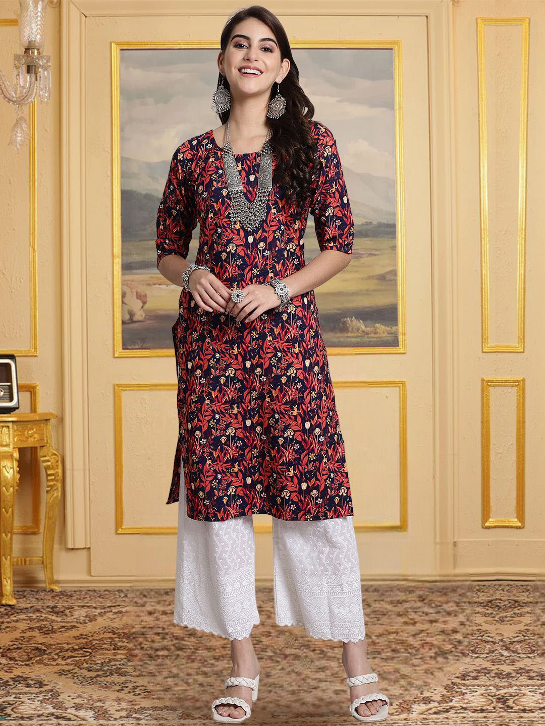 HERE&NOW Women Printed Knee-Length Kurta