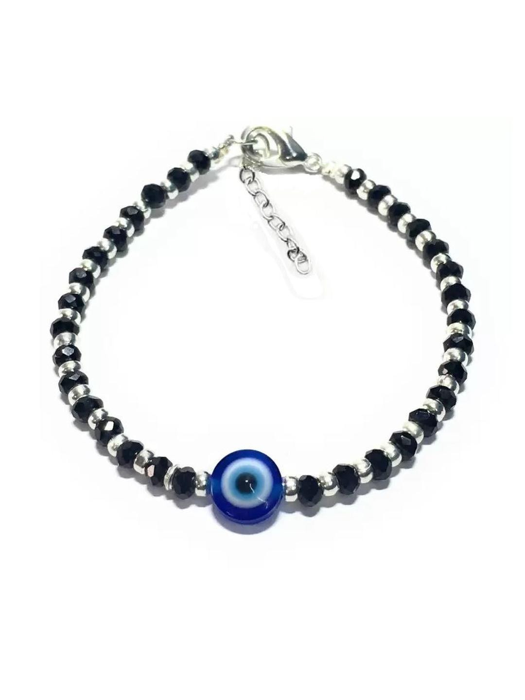 Inites Silver-Plated Black Crystal Nazariya Bracelet