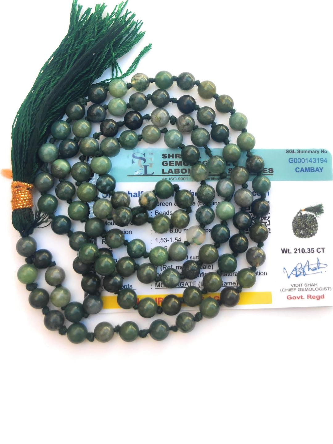 Apnisanskriti Unisex Moss Agate Stone Mala