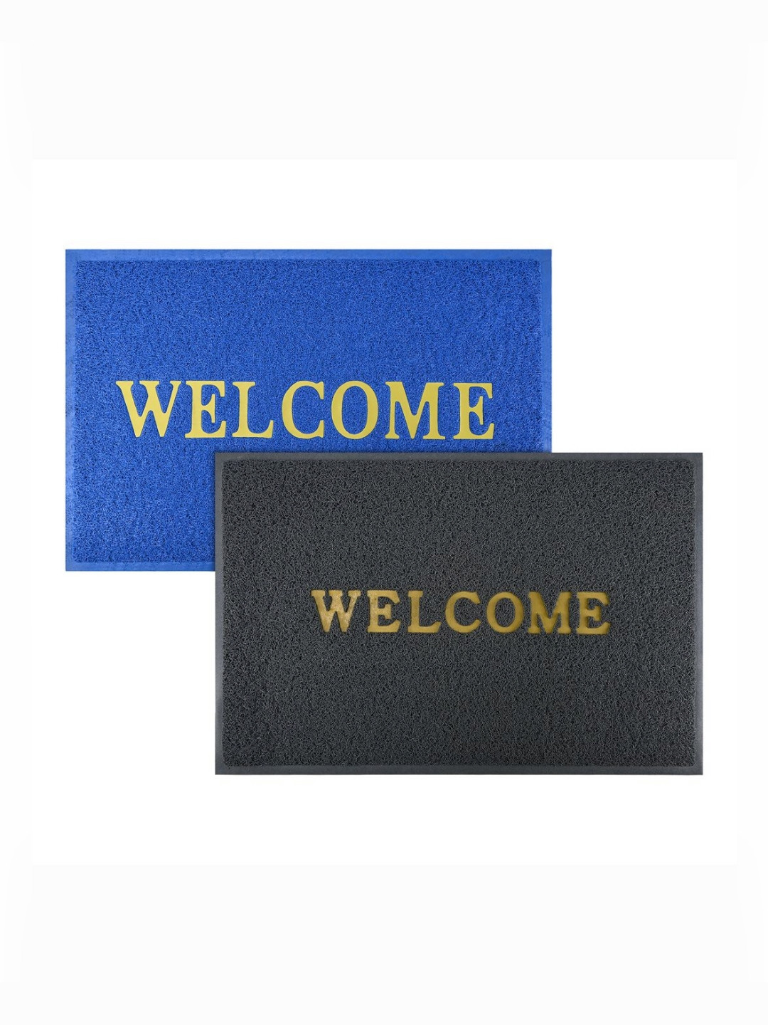 Aura 2Pcs Grey & Blue Rubber 2x3 ft Weather-Resistant Main Door Entrance & Balcony Doormat