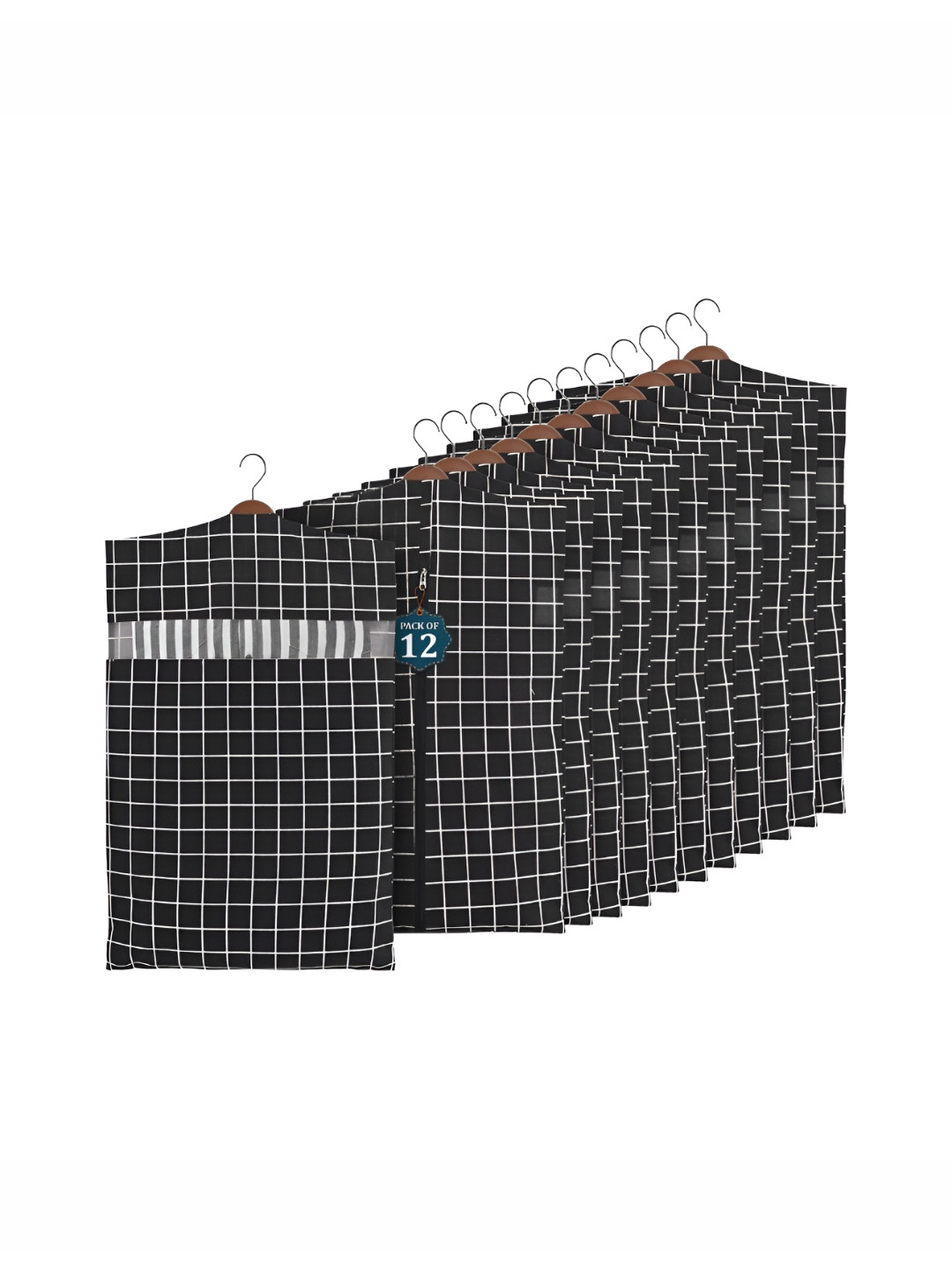 Aura Black 12 Pieces Cotton Clothes Packing Bags Organisers