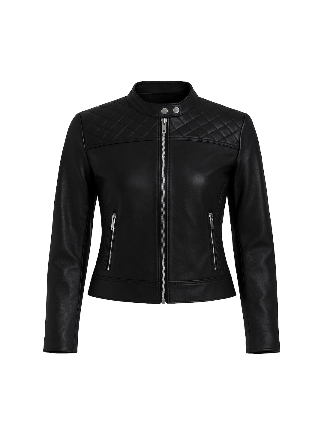 NOORA Self Design Leather Jacket