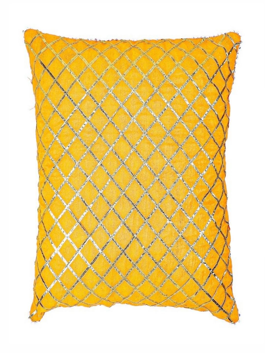 MERA HAAT Orange Checked Square Cushion Covers