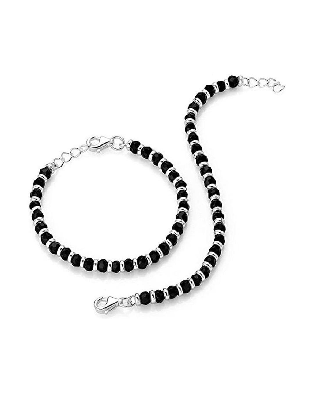 Inites Unisex Kids 2 Brass Crystals Handcrafted Silver-Plated Crystal Nazariya Bracelet