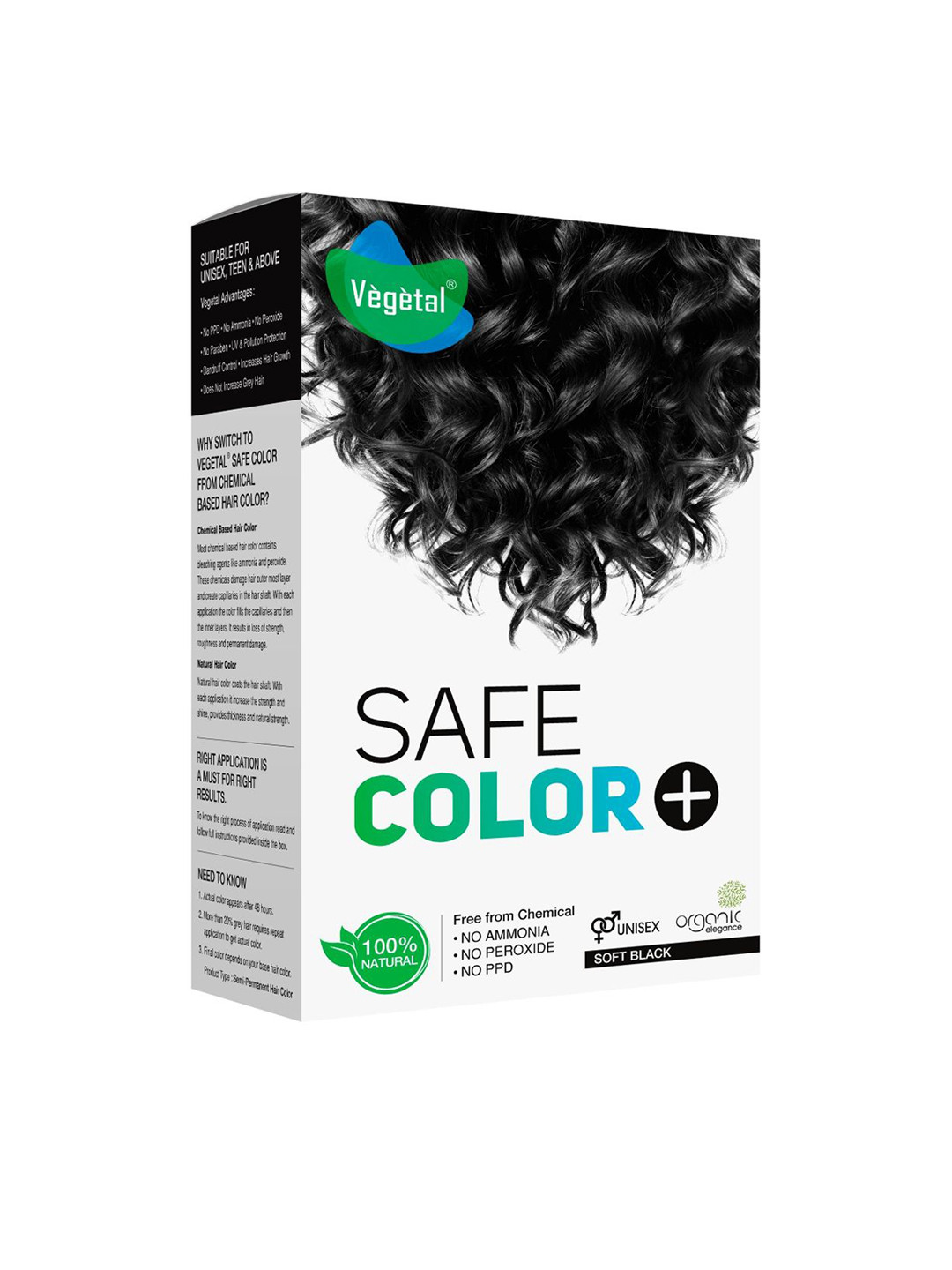 Vegetal Safe Color Hair Color - 50 g - Soft Black