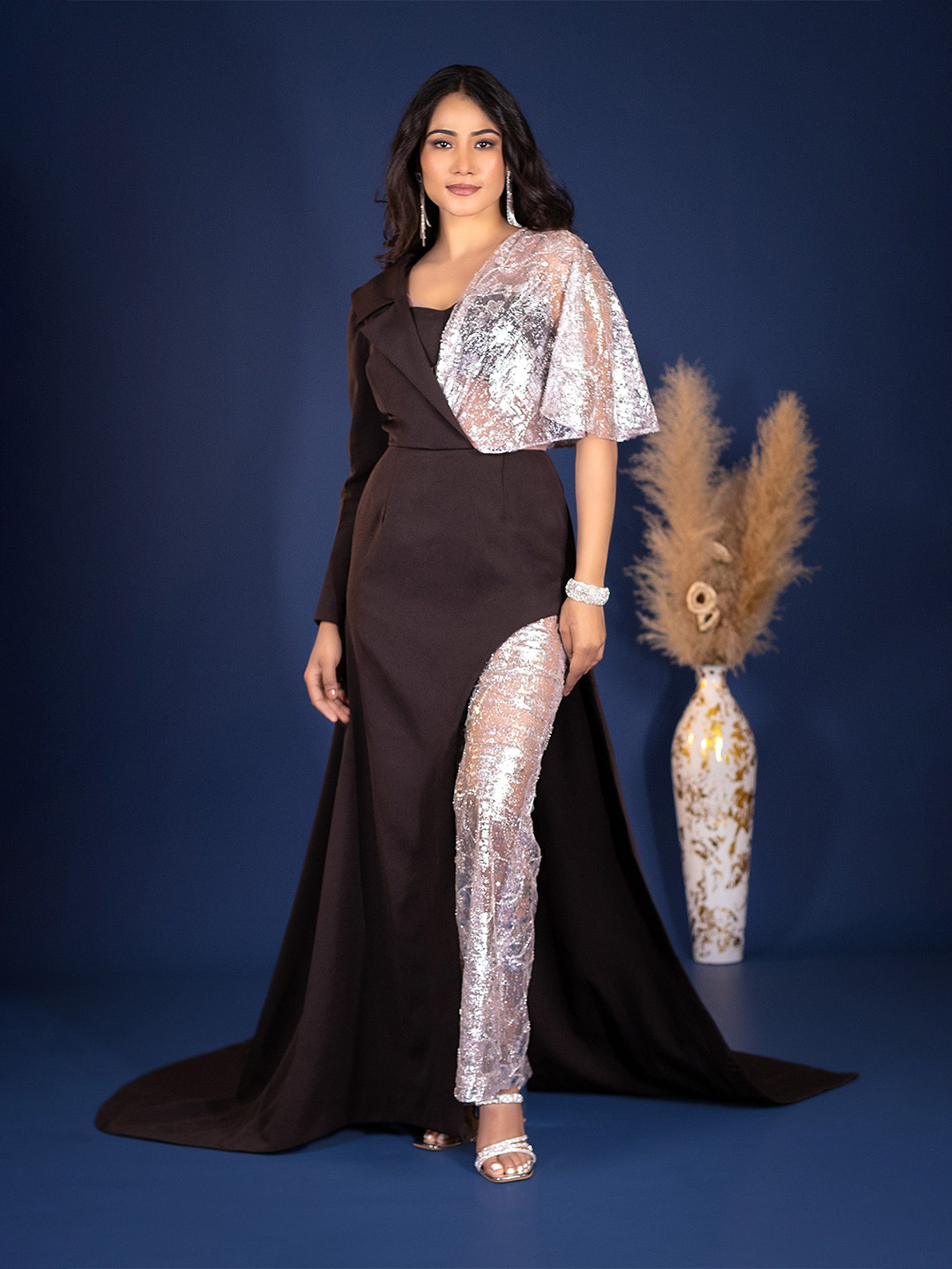 THE BEHRUZ THEORY Basic Glamourous Women Embellished Asymetrical Jumpsuit