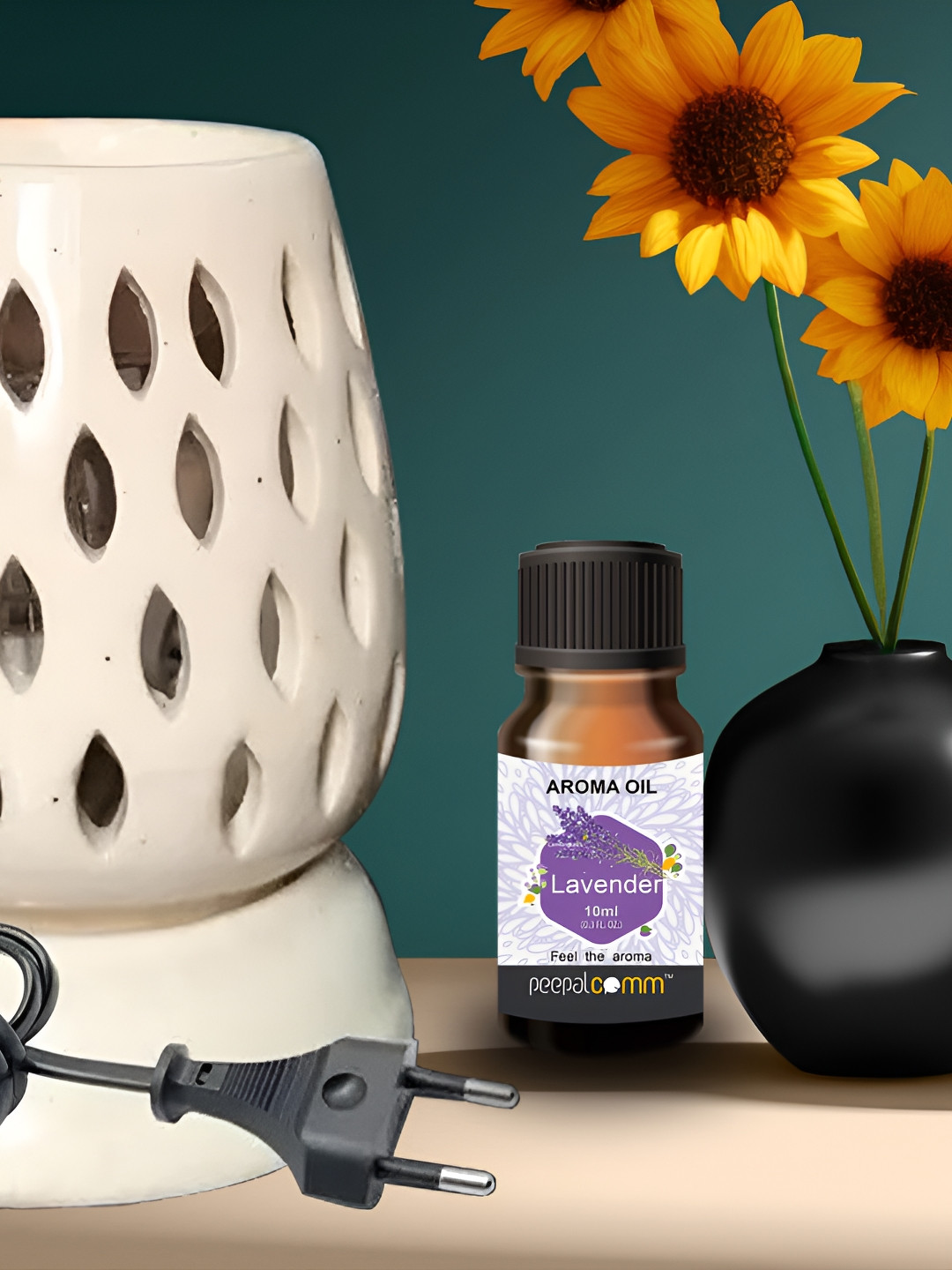 PEEPALCOMM 2-Pcs White & Purple Ceramic Electric Diffuser With LavenderAromaOil10ml