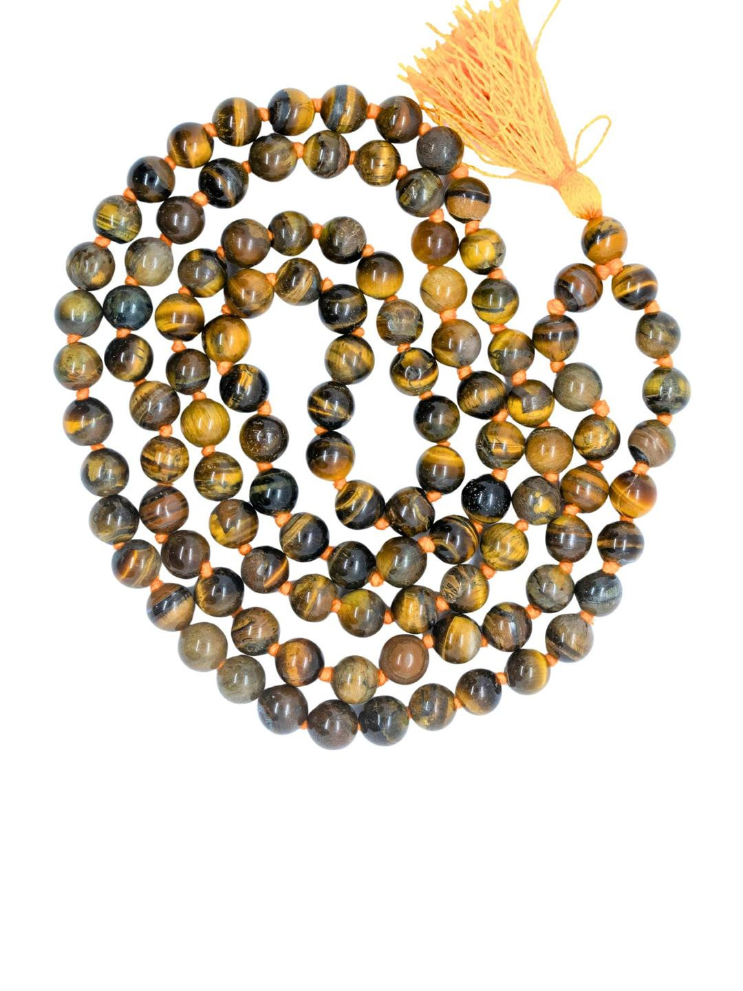 Apnisanskriti Unisex Tiger Eye Stone 108+1 Mala 8mm
