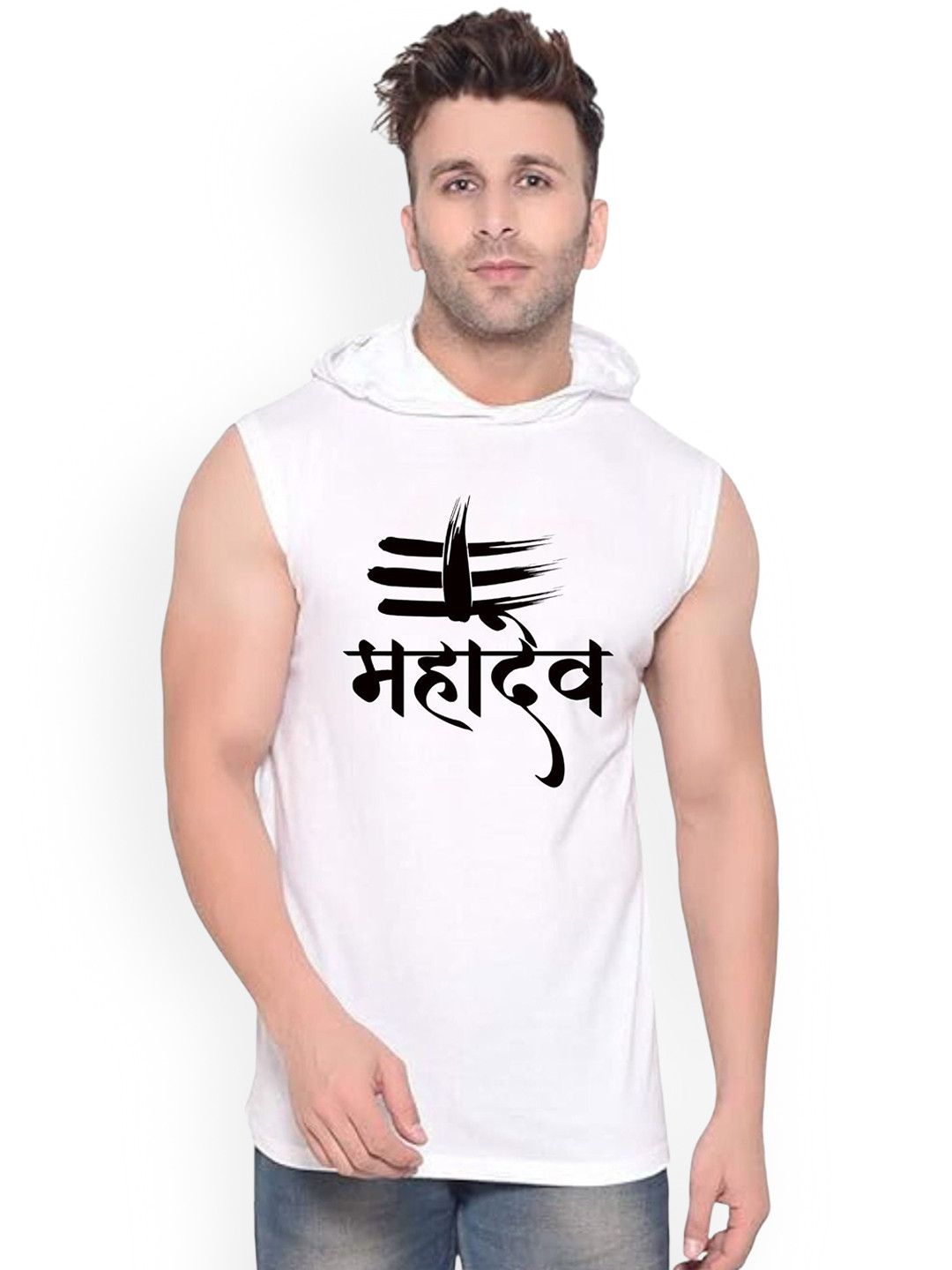 FABSTIEVE Mahadev Printed Gym Vest vk t-050_Print-208_gym_vest White M