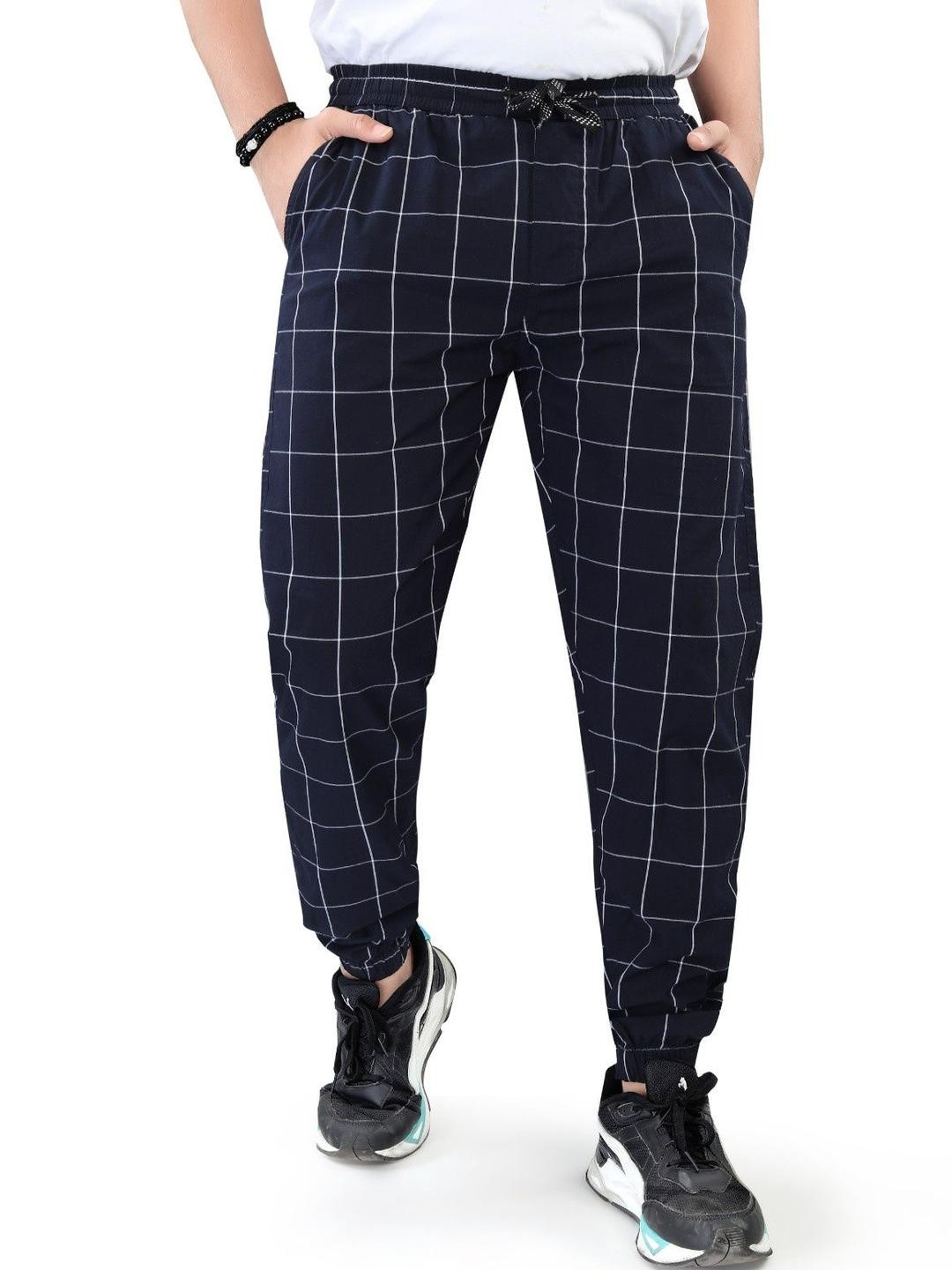 UNOseven Boys Checked Urban Slim Tapered Fit Cotton Joggers