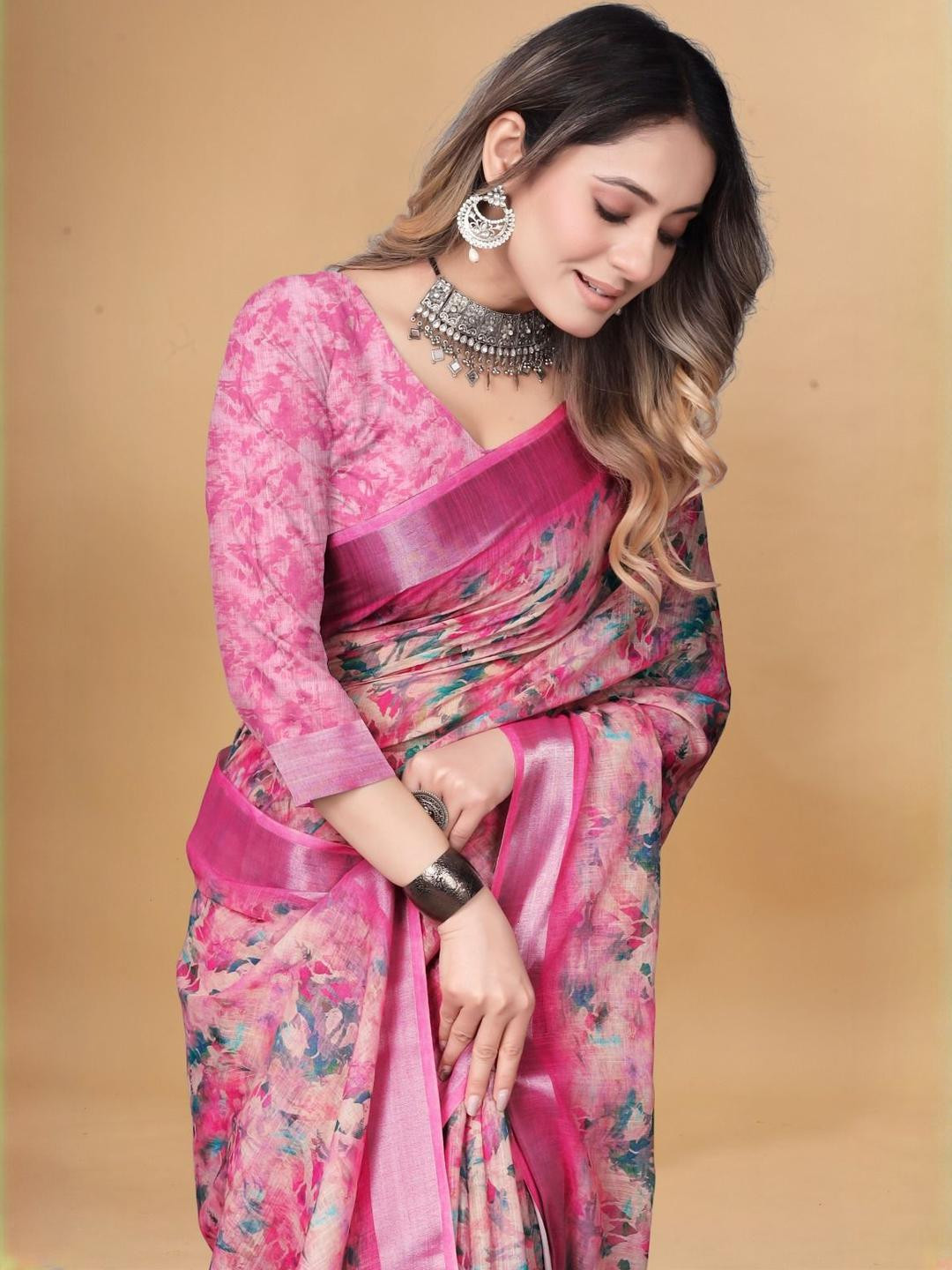 Krujha Red Jamdani Silk Cotton Sarees