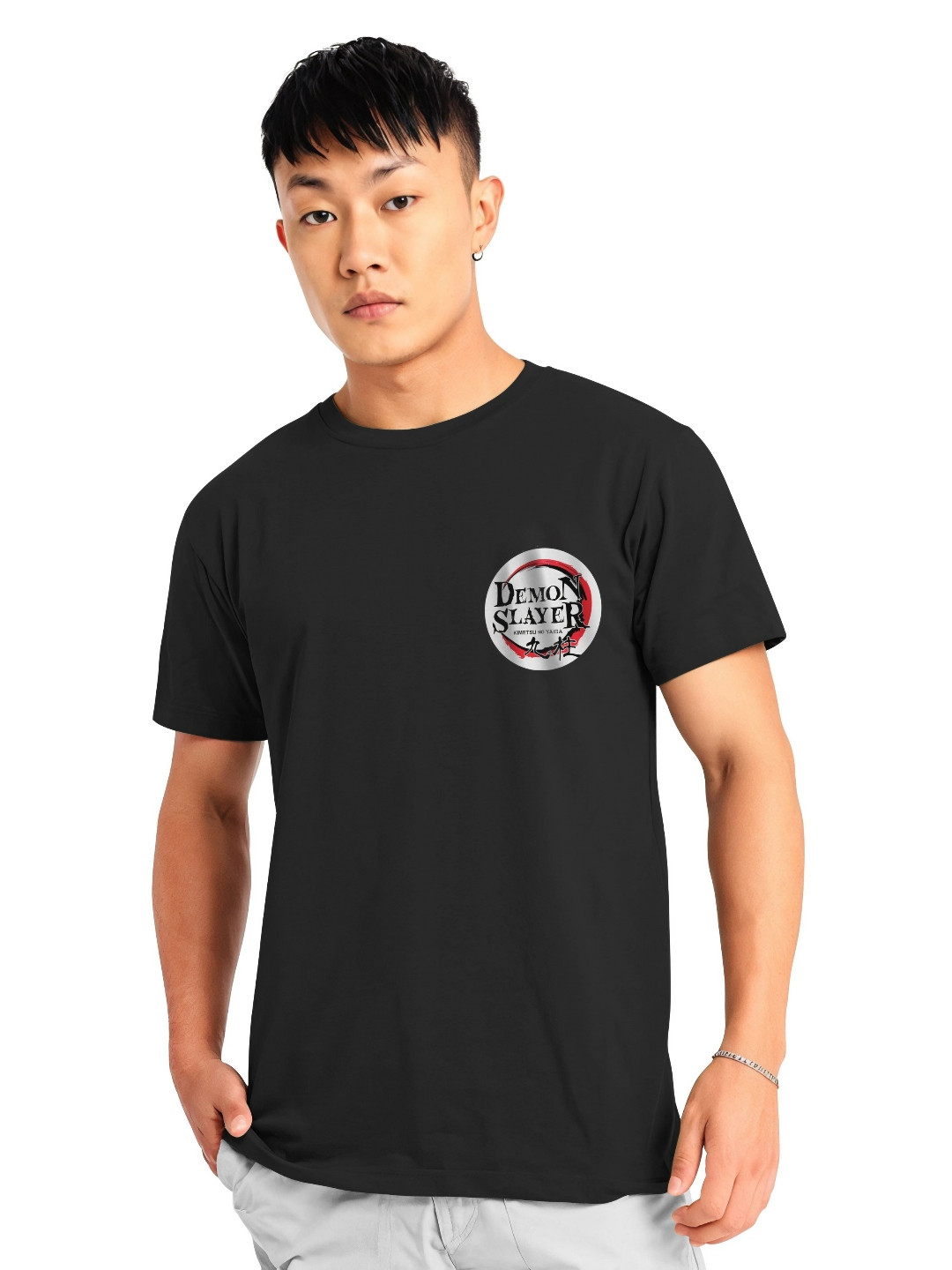 Moda Rapido Men Demon Slayer Graphic Printed Round Neck Cotton T-shirt