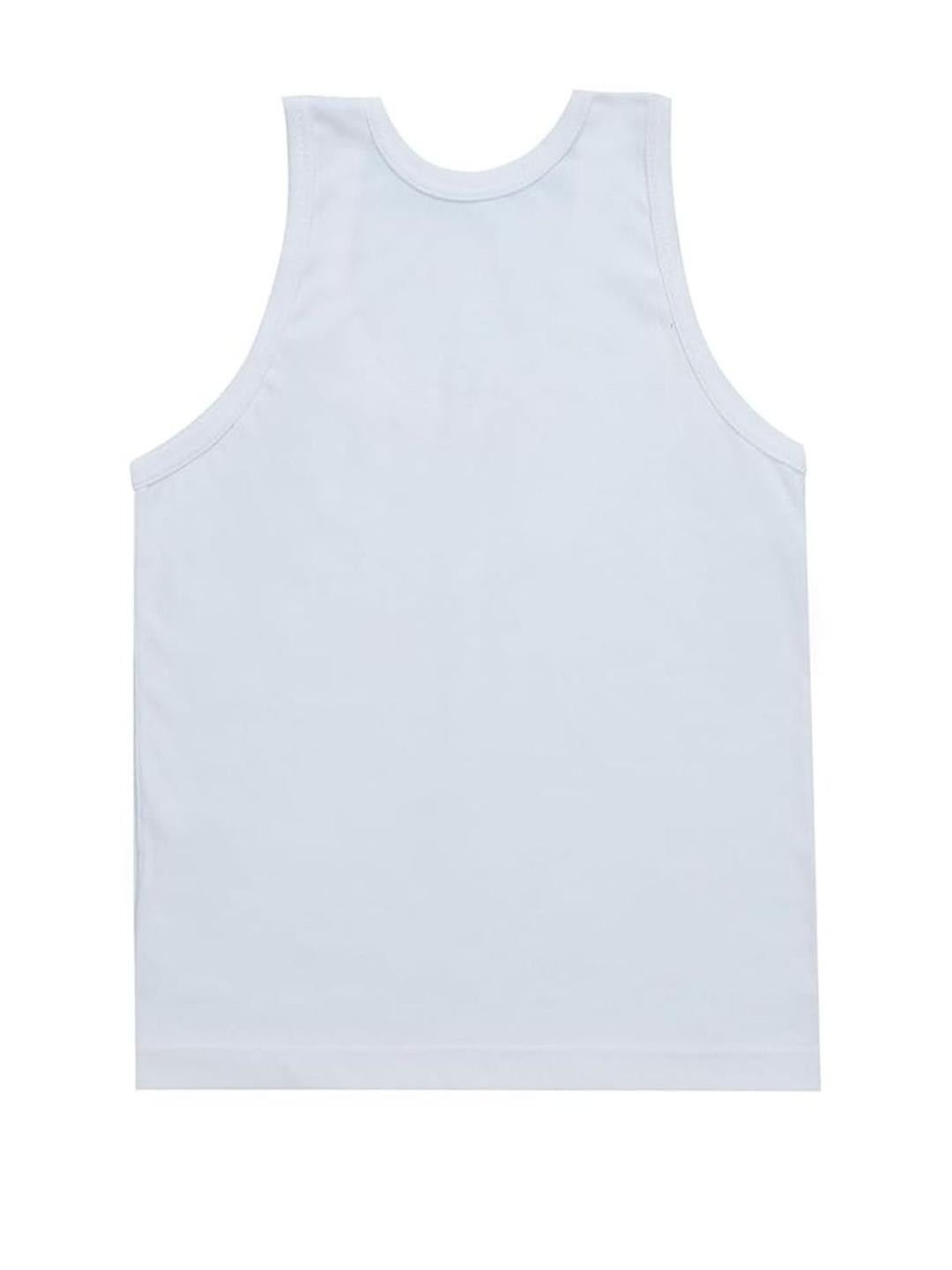 Uptakers Pack of 4 Boys White Cotton Sleeveless Vest