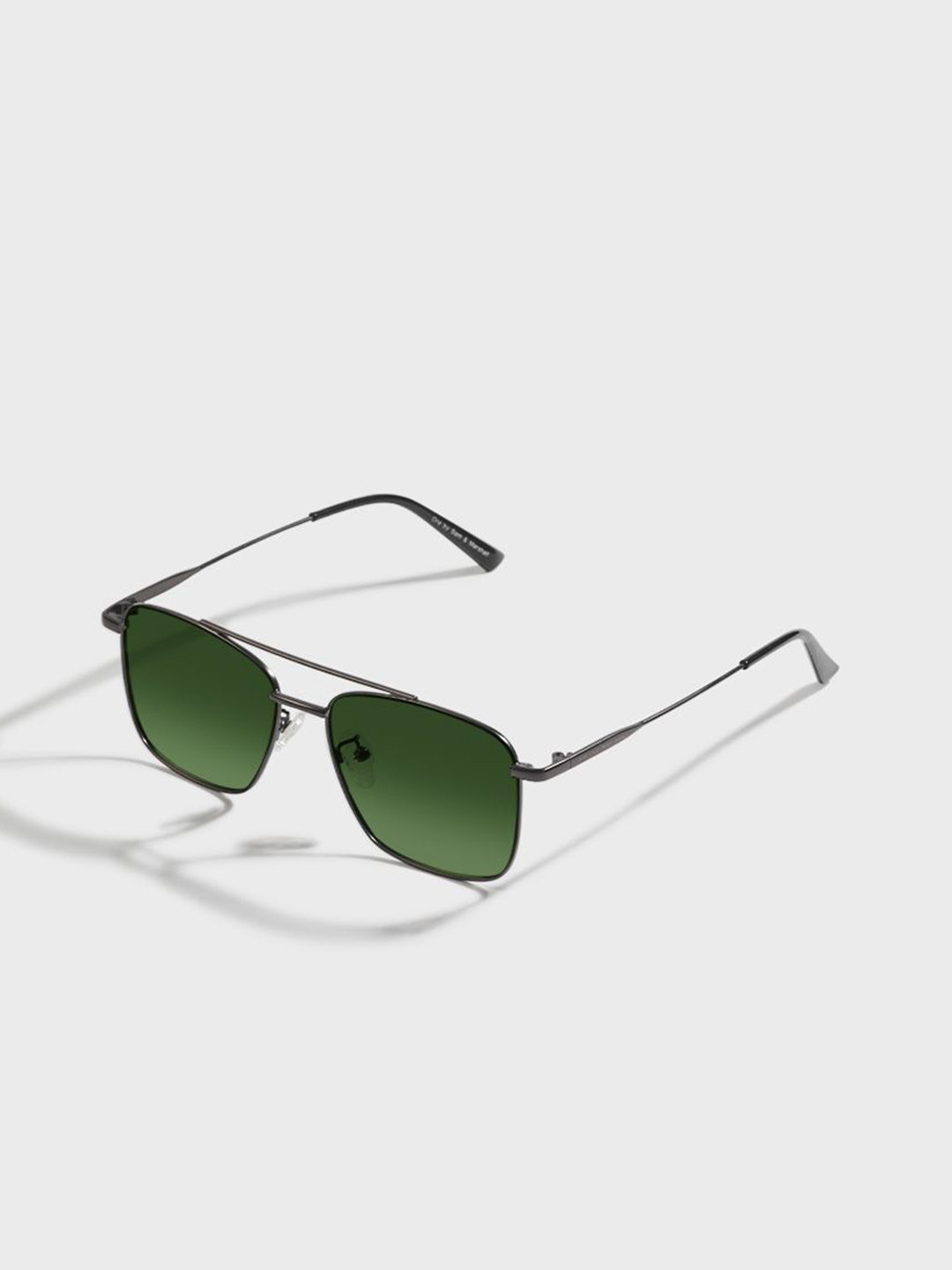 SAM & MARSHALL VEIN Unisex Square Sunglasses UV Protected Lens VEIN_GUN_METTAL_GREEN_2933