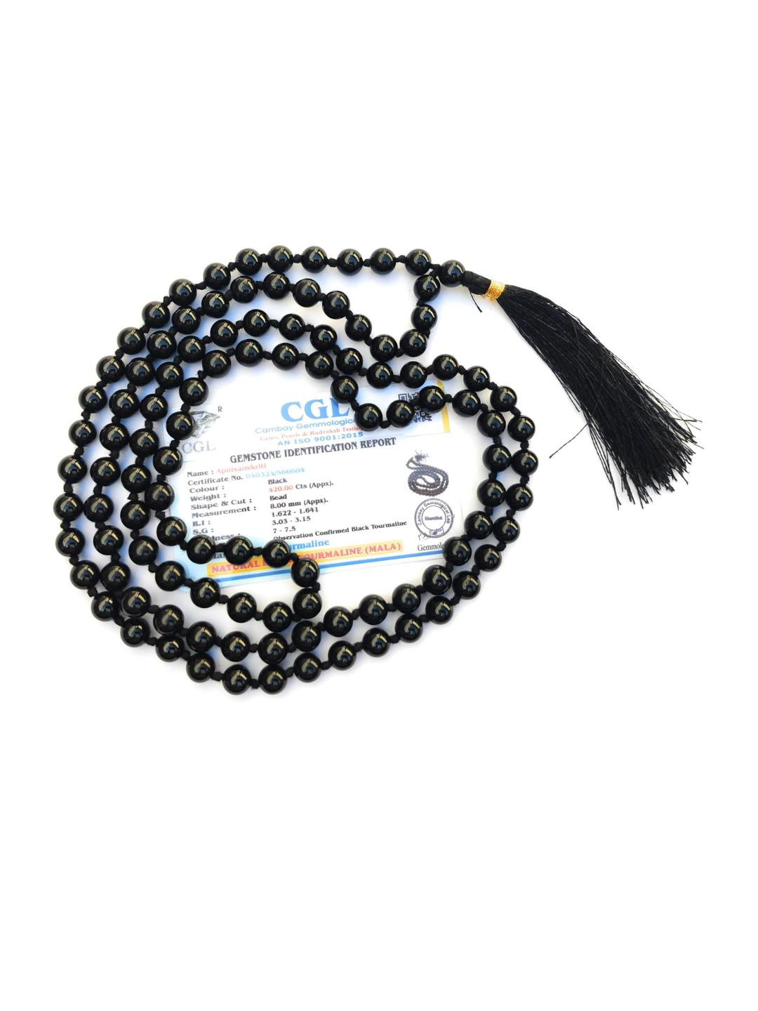 Apnisanskriti Unisex Black Tourmaline Stone Mala