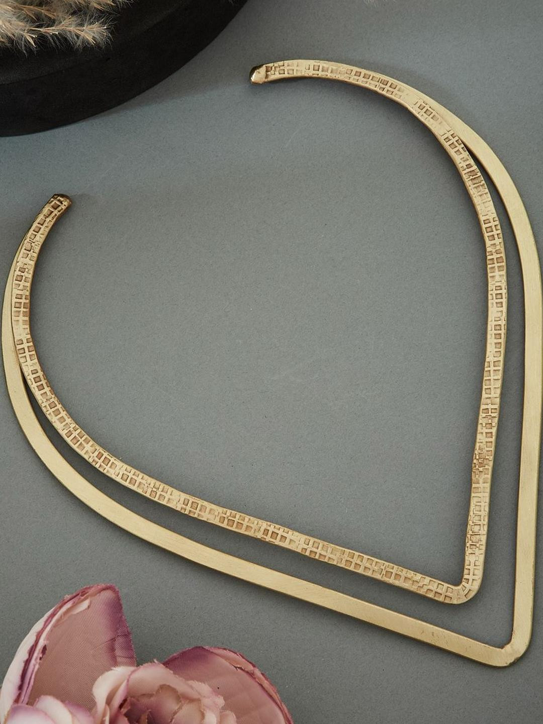 Dressberry German Silver-Gold Plated & Textured Contemporary Necklace