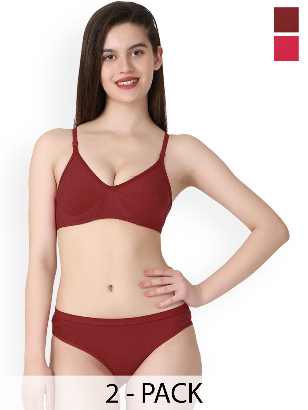 PIBU Pack Of 2 Cotton Non Padded Set A-Ruchi-Sett_P,M