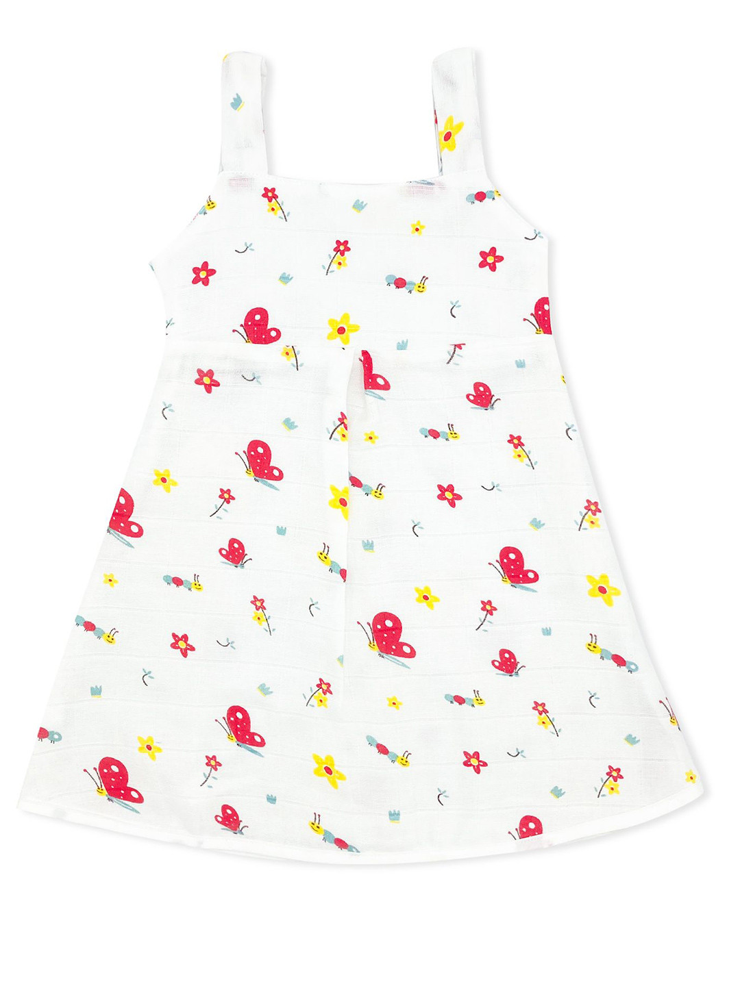 ZIZUKA Girl's Printed Shoulder Straps Cotton A-Line Midi Dress