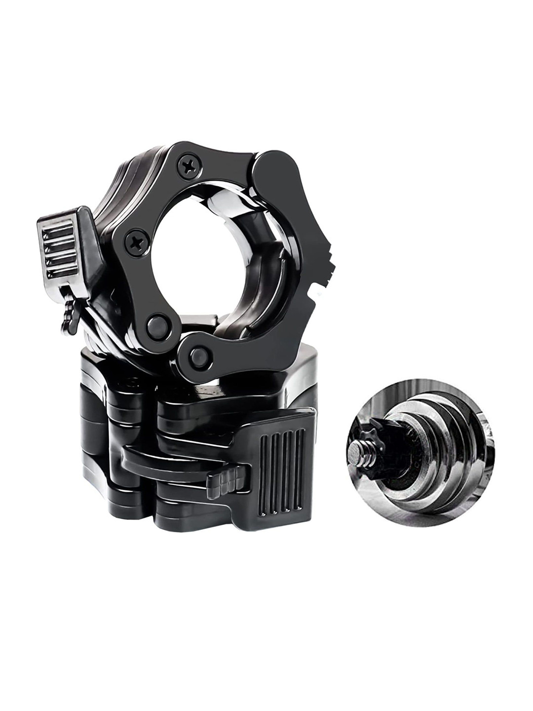 STRAUSS Barbell Lock Collars Multi-Function Secure Fit For Weights (Black)