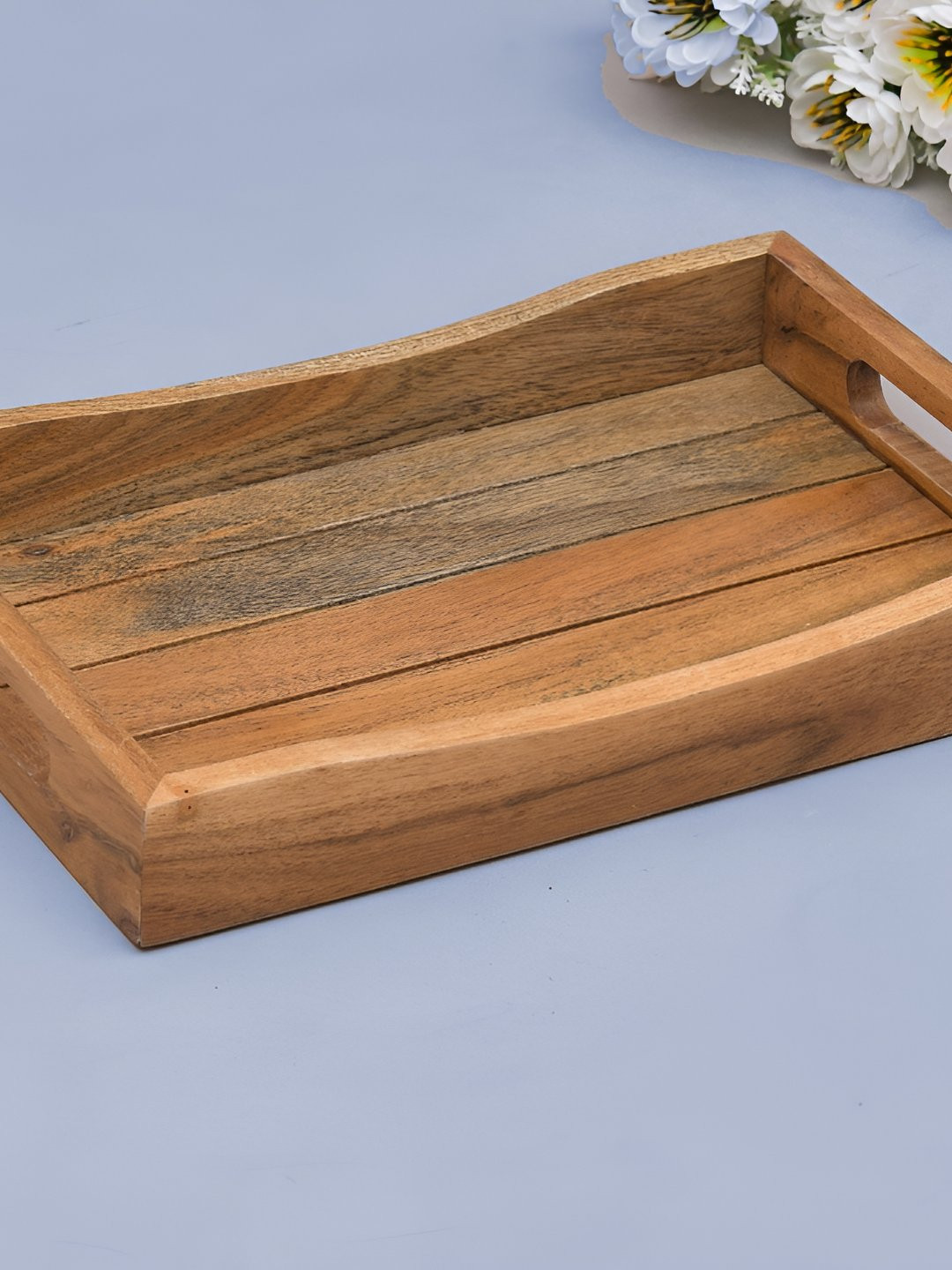 Myntra Elegant Homes Live Edge Brown Wooden Easy & Clean Serving Tray